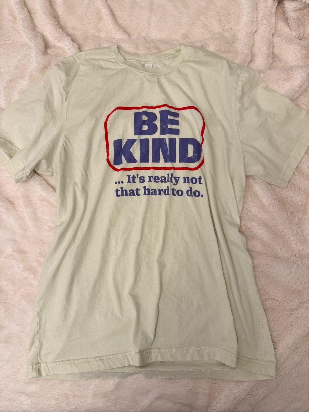 Bella Canvas Light Cream Tee with Blue & Red 'BE KIND' Print
